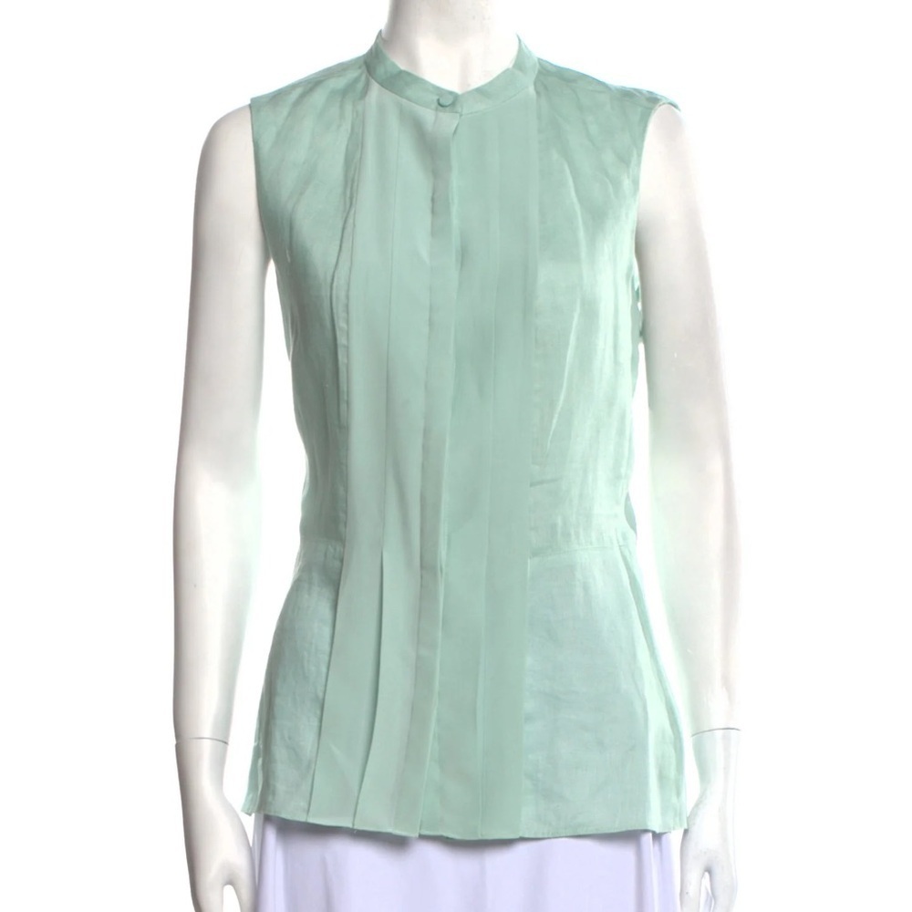 Tory Burch Blue Green Silk Blouse sz 6